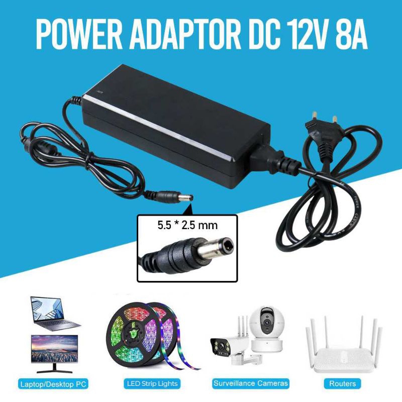 VBS Power Adaptor Laptop/Monitor DC 12v 8A - 1280