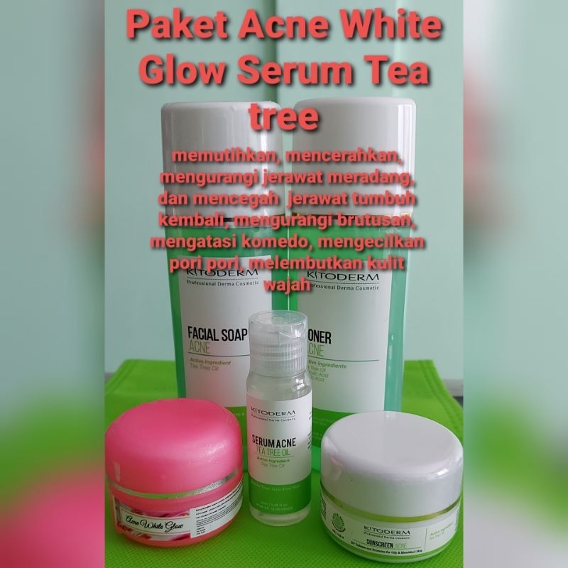 Paket Acne White Glow Serum Tea tree / atasi jerawat dan bekas jerawat kemerahan
