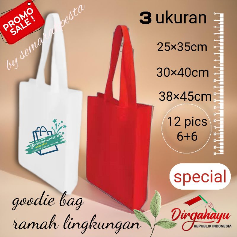 

(12 pics) goodie bag merah dan putih,tas kado, tas hadiah merah dan putih, gomico merah dan putih, tas bingkisan, tas souvenir, tas belanja go green