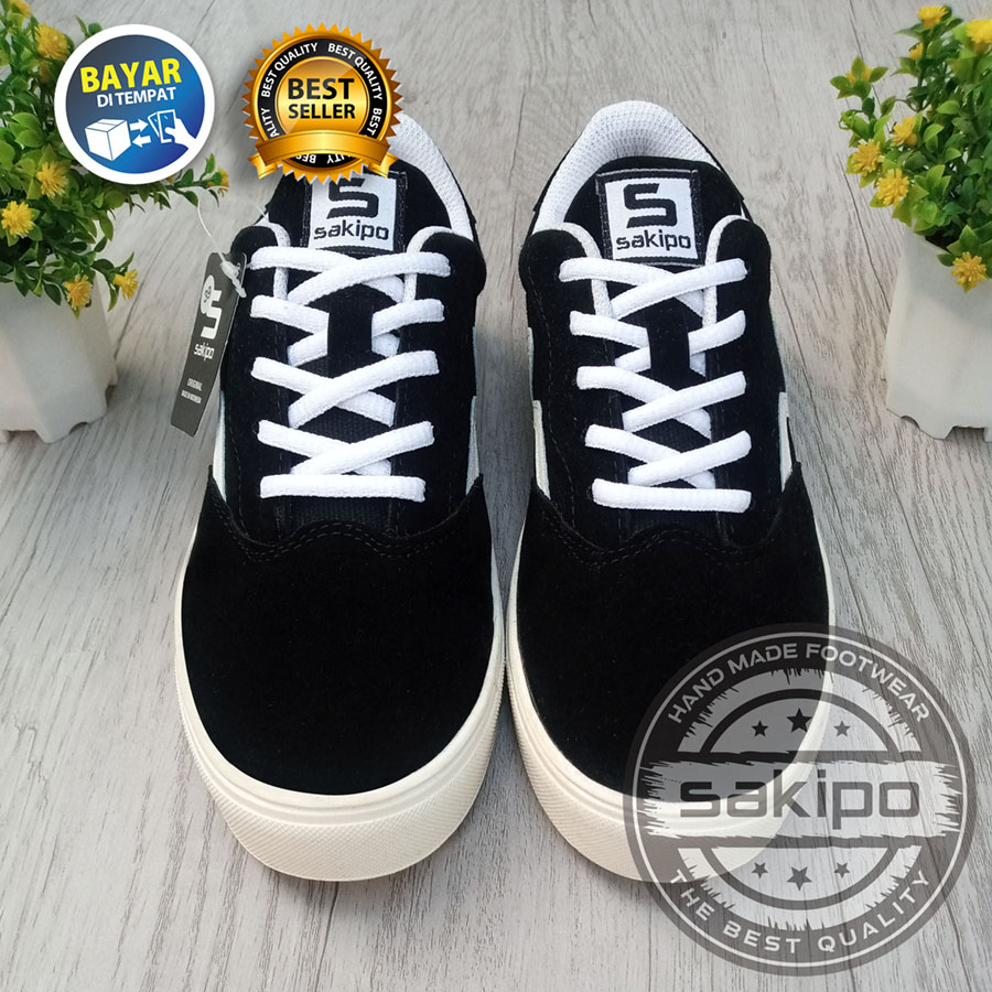 PROMO 6.6 !!  SEPATU SNEAKERS REMAJA KARET HITAM PUTIH / SNEAKERS PRIA SOL KARET LENTUR / SNEAKERS SKATEBOARD PRIA / SEPATU REMAJA GAUL HANGOUT / SEPATU SEKOLAH SMA KULIAH / SEPATU ORIGINAL / SAKIPO