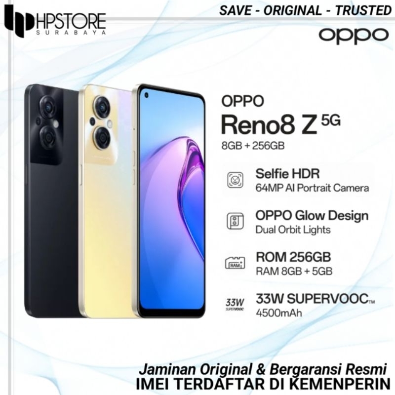 OPPO Reno 8Z 5G Ram8/256Gb New Segel 100% Original Bergaransi Resmi Oppo Service Center Indonesia