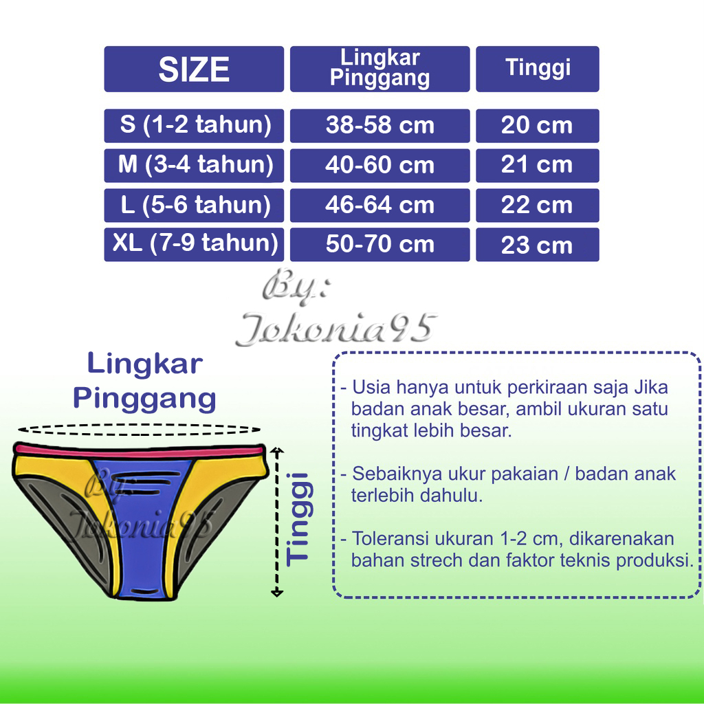 6 Pcs Celana Dalam Anak Laki Laki Polos Katun Lembut
