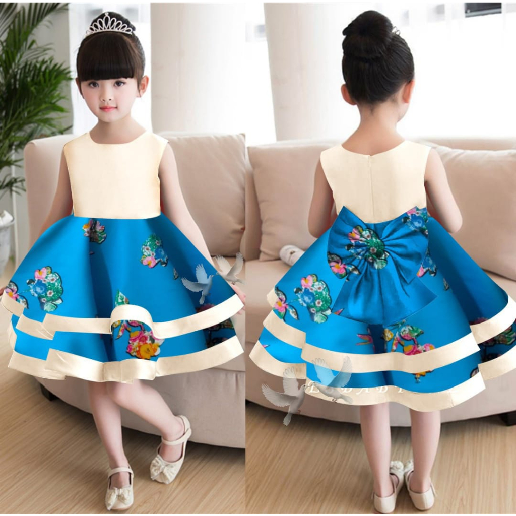 A02 DRES KID ADONIA, BAHAN SATIN LAPIS FURING,KOMBINASI BATIK 2LAPIS,BELKG SELETING