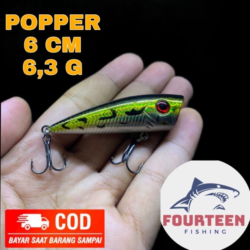 Umpan Casting Popper Emas Sisik New 6.CM, 6,3.G Fishing Lure