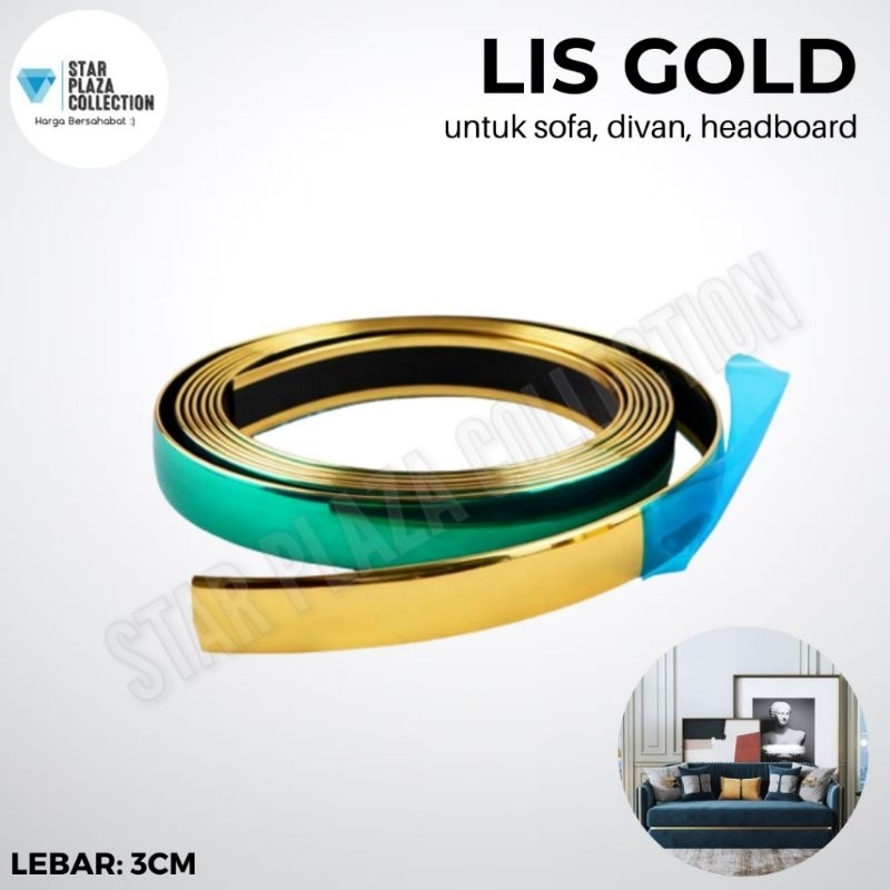 Lis List Plat Emas Sofa 3cm / Lis Plat Strip Mirror Gold Sofa / Divan Dipan / Headboard / Aksesoris 