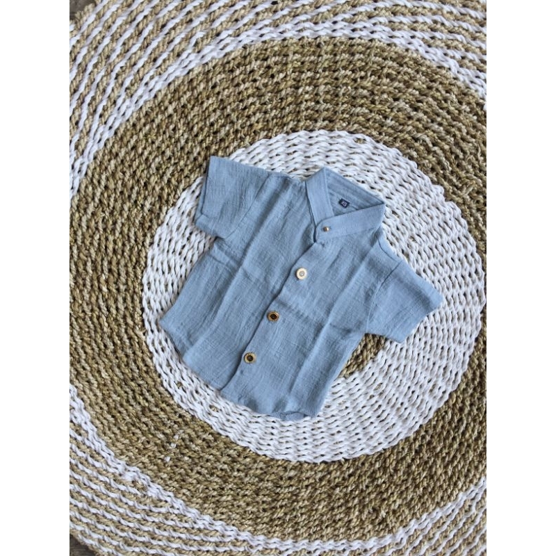 Size 0-1tahun kemeja baby semi safari katun warna soft kemeja 3 bulanan otonan pakaian adat bali