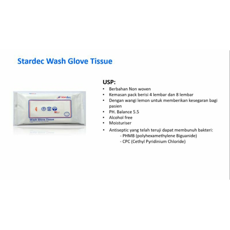 STARDEC Wash Glove Tissue Isi 8pcs/pack