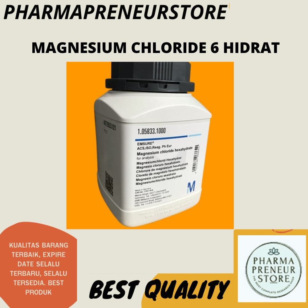 MAGNESIUM CHLORIDE HEXAHYDRATE / MAGNESIUM KLORIDA HEKSAHIDRAT PRO ANALISA 50 DAN 100 GRAM MERCK BEST QUALITY