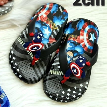 SANDAL JEPIT JELLY ANAK LAKI IMPORT MOTIF CAPTAIN SUPERHERO 26-35