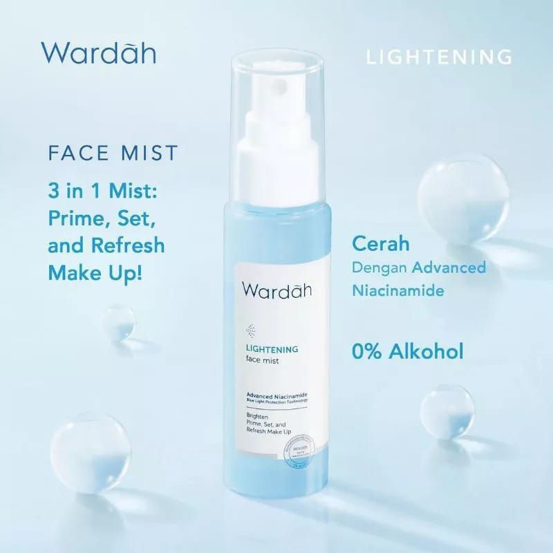 WARDAH LIGHTENING FACE MIST 60ml - Face MIst 3-In-1 dengan Advanced Niancinamide