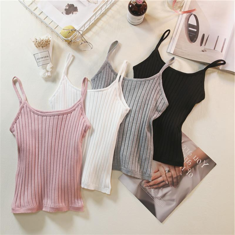 Tank Top Bra Polos Model V-Neck With Cup Busa Tanpa Kawat Gaya Wanita Korea / Camisole Tanktop Fashion Chest Pad Import  Tanktop 04# , Singlet Wanita , Pakaian Dalam Wanita, Singlet Premium