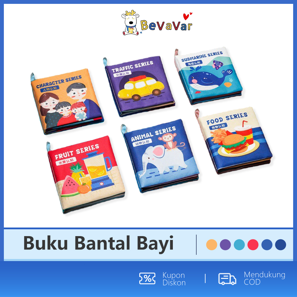 BEVAVAR Buku Bantal Bayi/ Soft Book Edukasi Bayi Mainan Edukasi Buku Kain Pillow book Bahasa Inggris