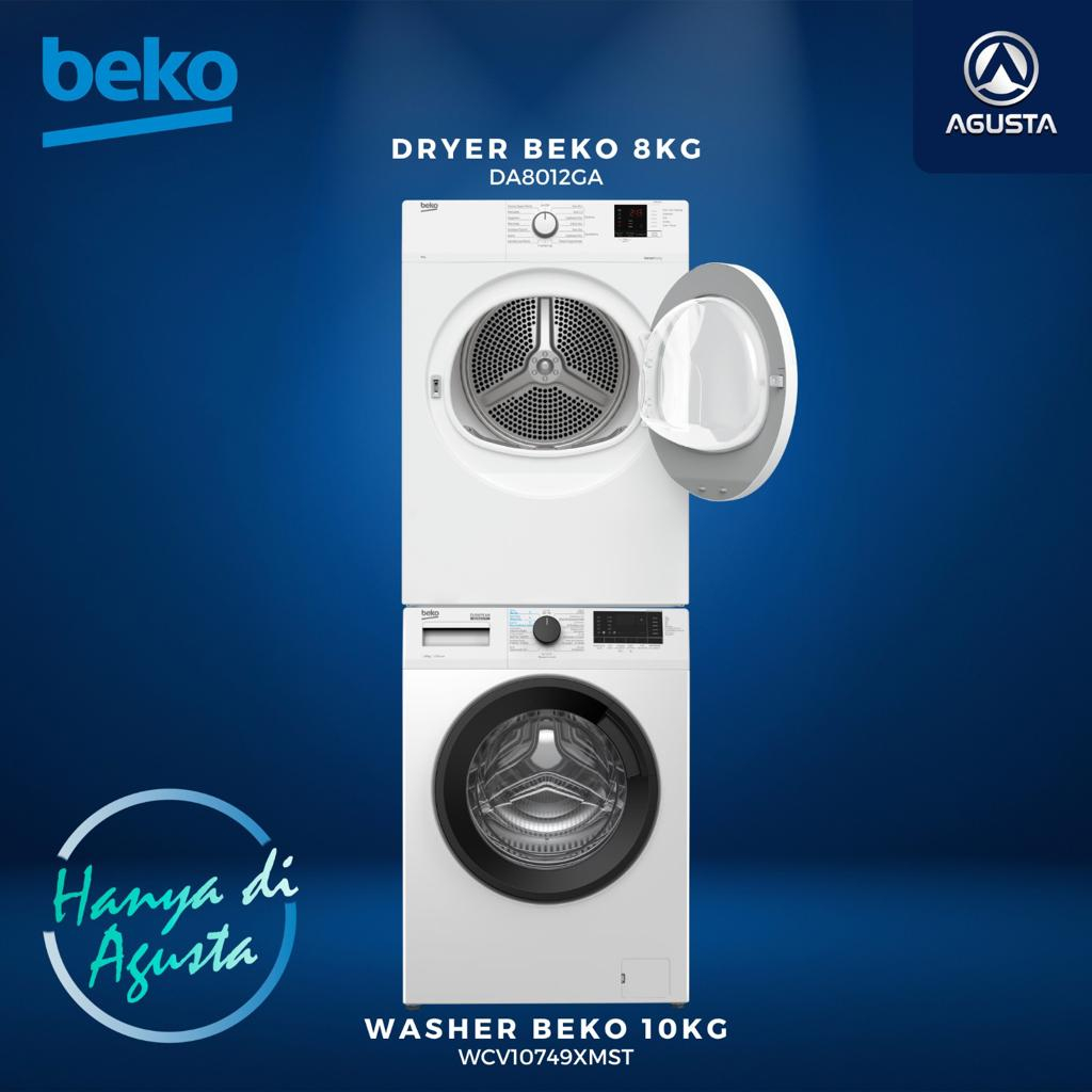 1 STACK WASHER BEKO 10 KG DAN DRYER BEKO 8 KG KOIN