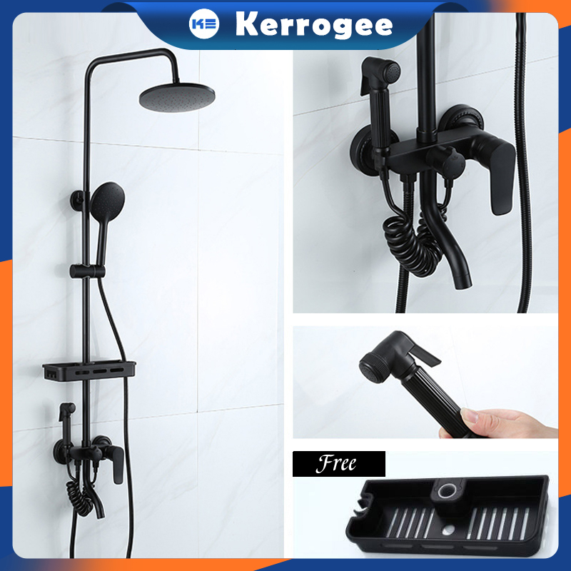 KERROGEE 4 Dalam 1 Shower Tiang Set Panas-Dingin Set pancuran tembaga lengkap Shower Kamar Mandi Set Dengan Faucet