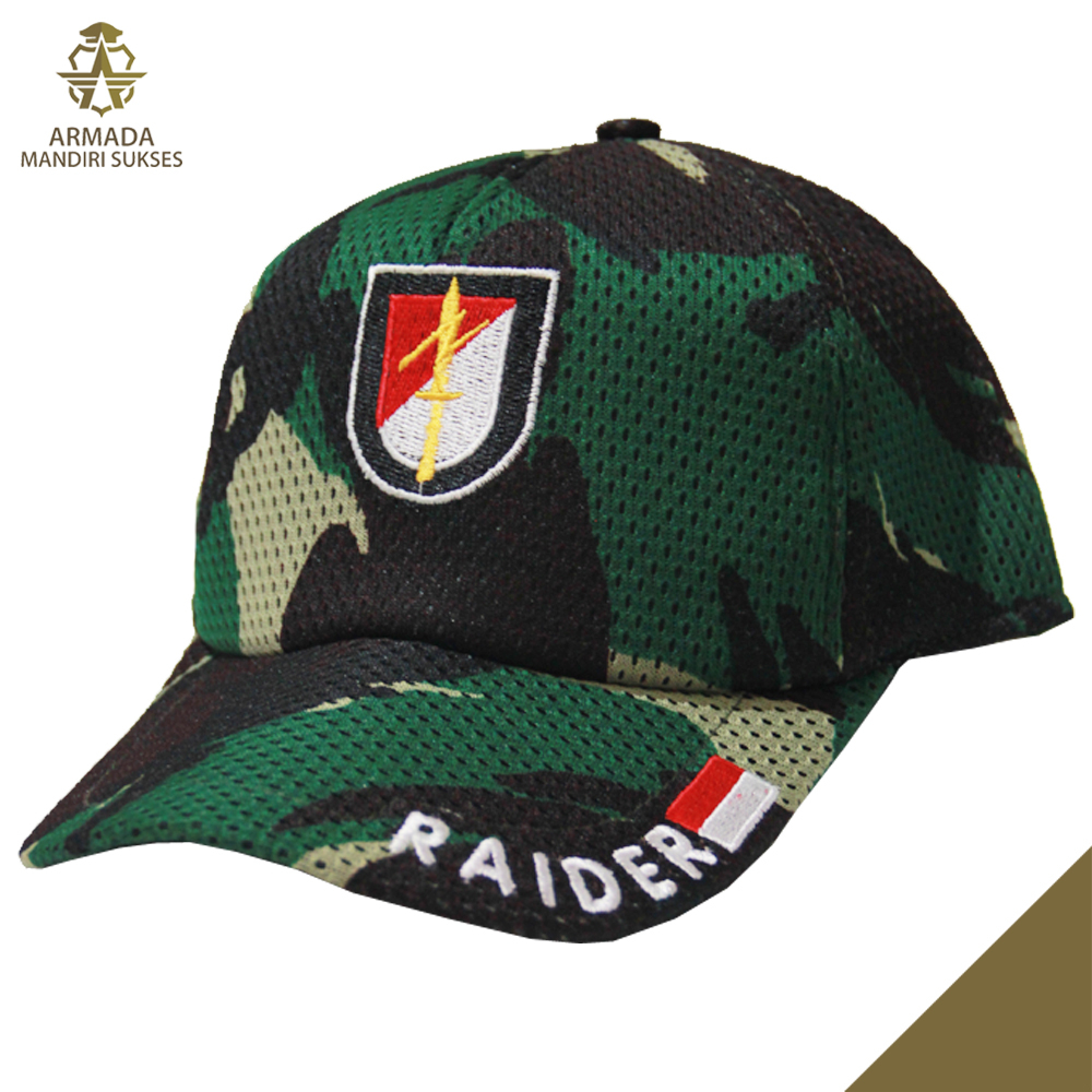 Topi Jaring Raider Loreng Logo - Topi Raider Loreng