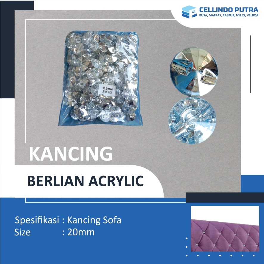 Cellindo Kancing Berlian Akrilik Ukuran 22mm Isi 200pcs Aksesoris Sofa