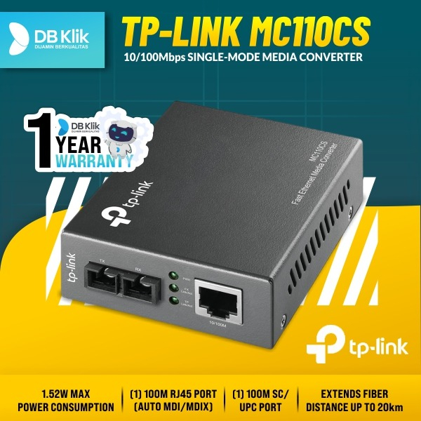 Media Converter Tp-Link MC110CS 10/100Mbps Single-Mode - MC110 CS