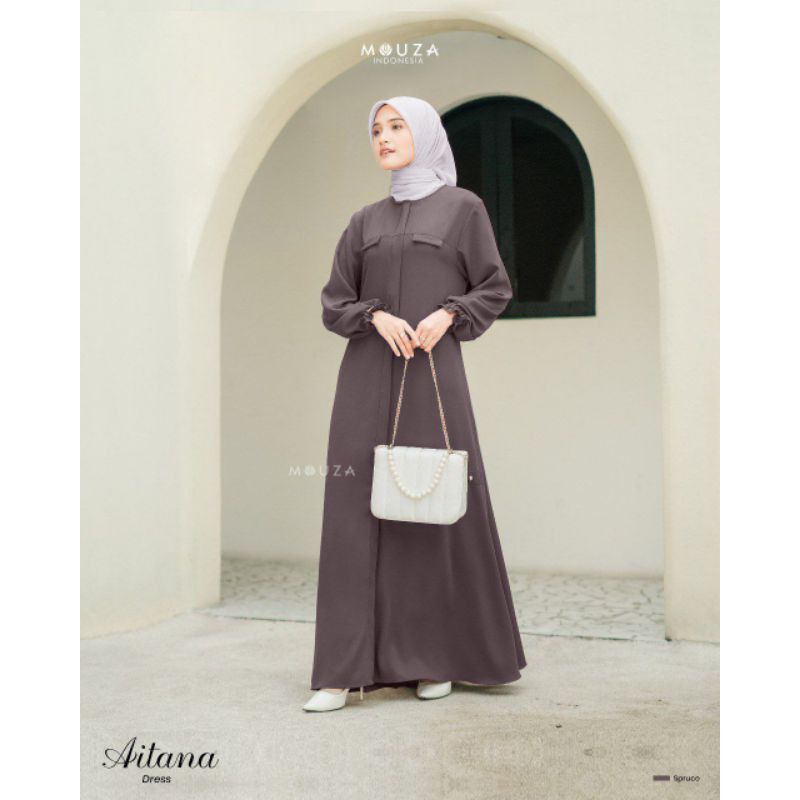 Gamis Aitana dress size XS-XXL ori Mouza busana muslim busui nyaman dipakai