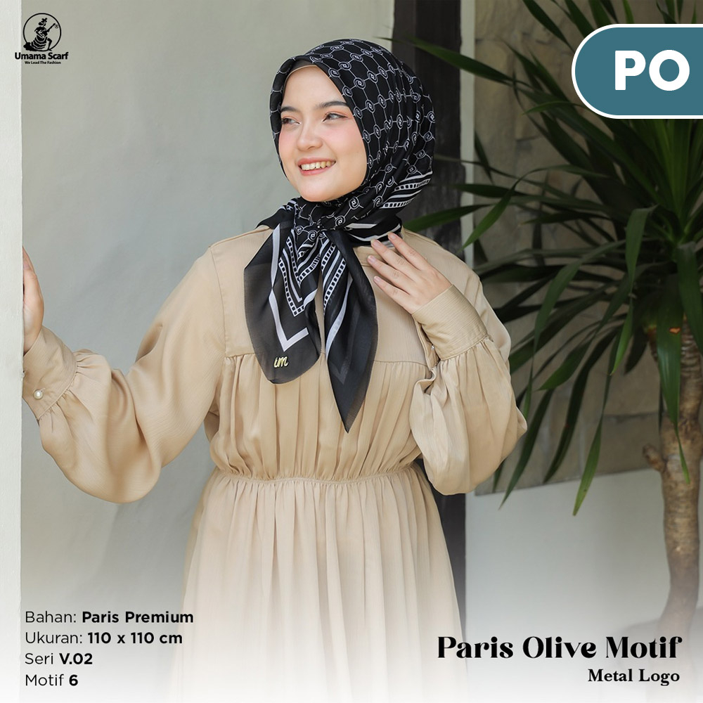 Hijab Segi Empat Umama Voal Paris Olive Premium - Jilbab Seragam Segiempat Kerudung