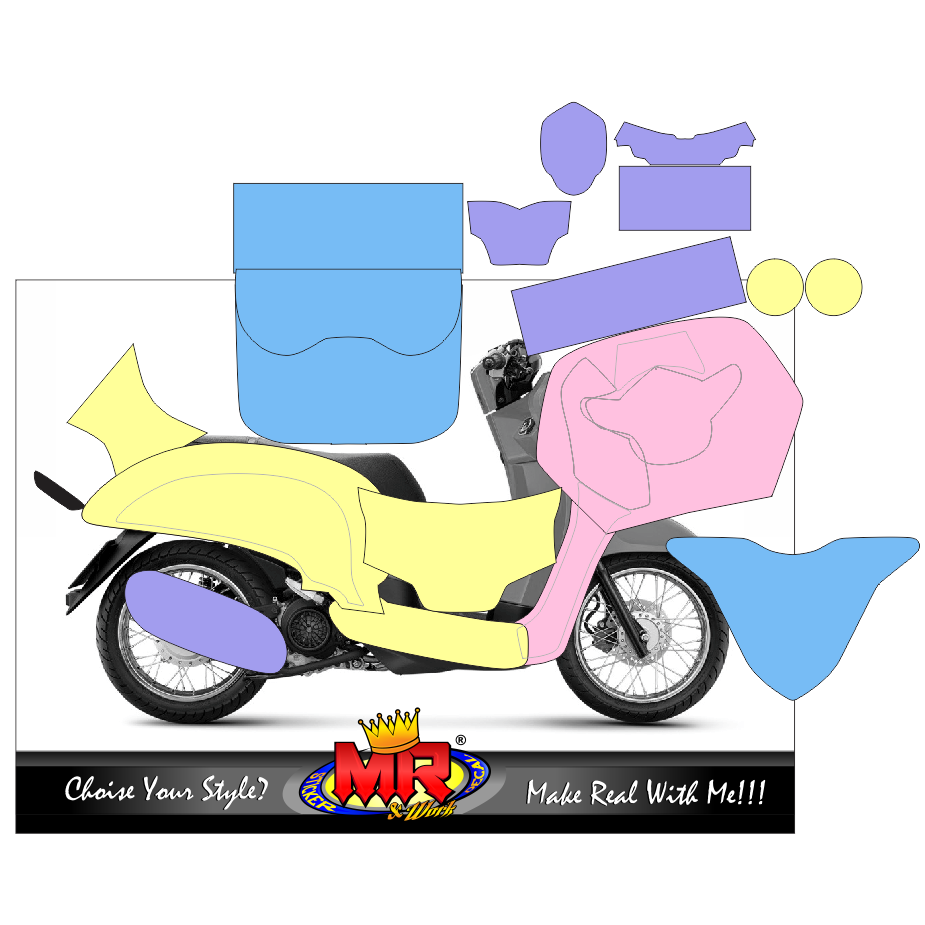 Decal Stiker motor Fullbody Sekali Scoopy 2017-2018-2019 Tema Pastel warna Vespa Colorfull Keren