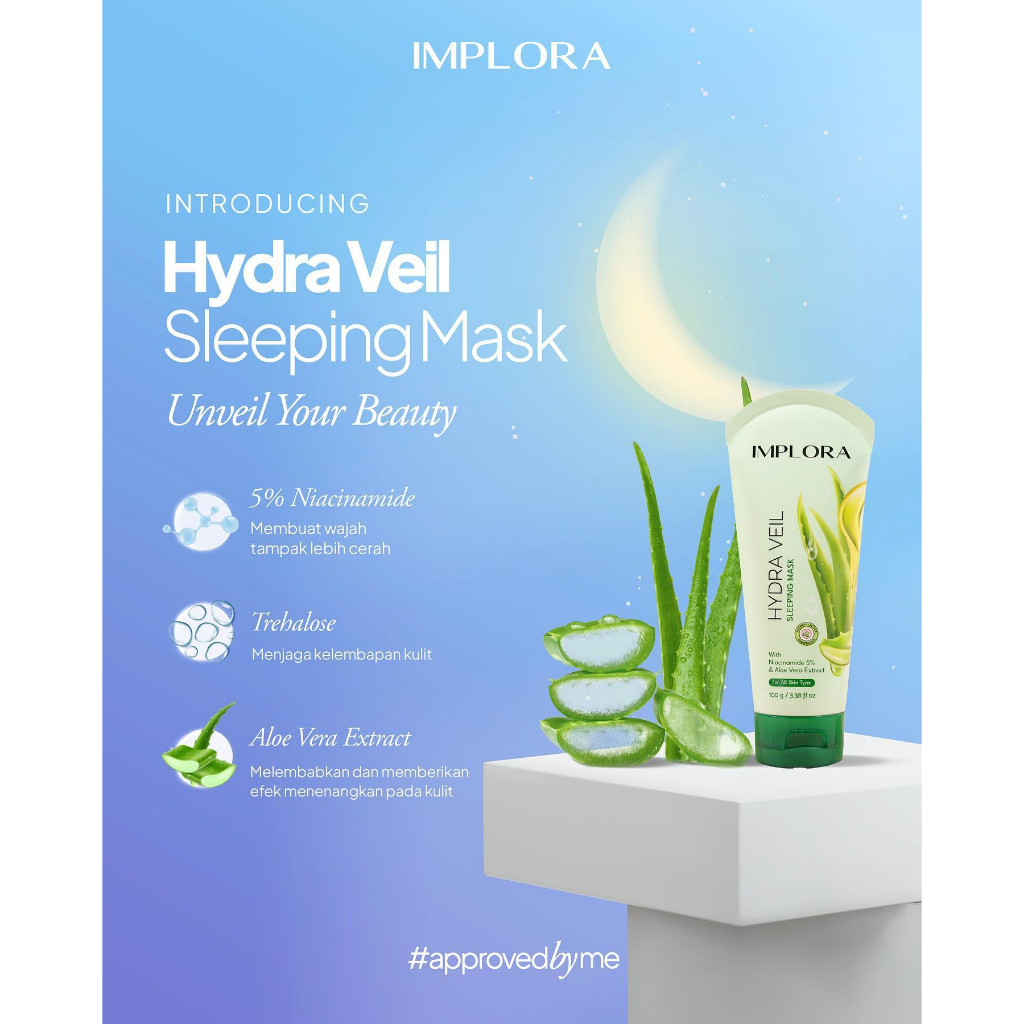 ❤️ Pamelo ❤️ Implora Hydra Veil Sleeping Mask With Niacinamide 5% &amp; Aloe Vera Extract 100g | BPOM