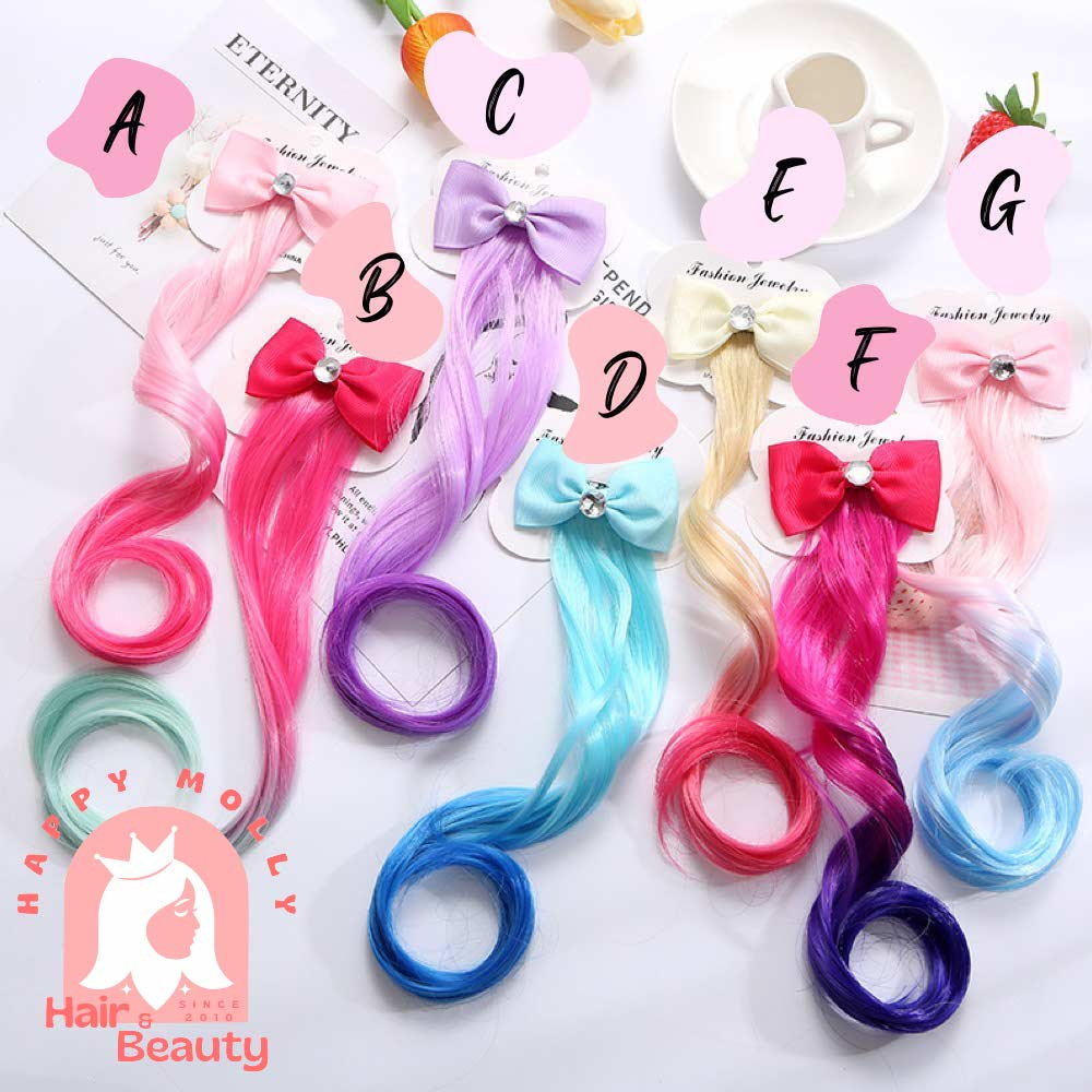 Jepit Rambut Highlight Palsu - Curly - Hiasan Anak Perempuan Korea - Ribbon W8191 W8198 ( Group )