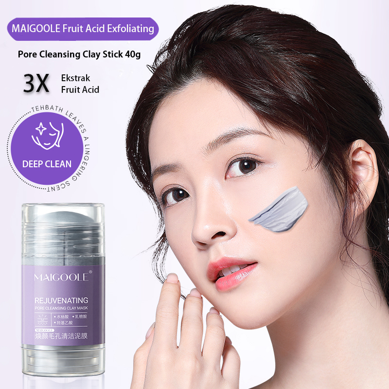 MAIGOOLE Fruit Acid Exfoliating Pore Cleansing Clay Stick 40g Mineral Mud Blackhead Removal Mud Stick