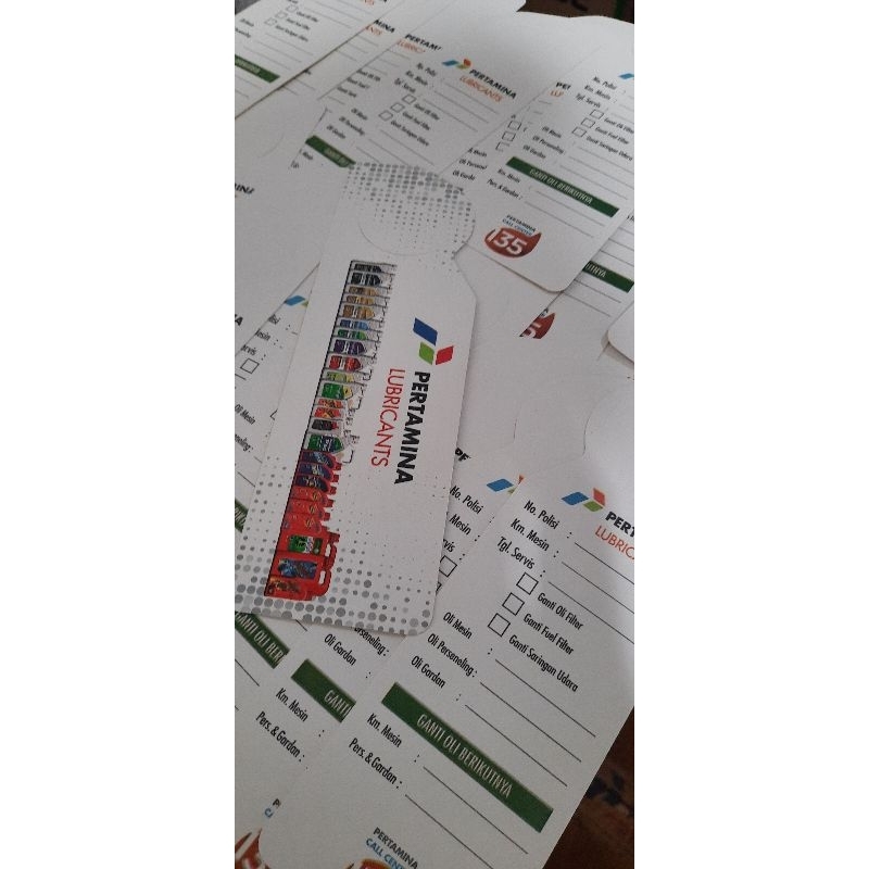 

Kertas Label Gantungan Kartu Ganti Oli Pertamina Motor Mobil