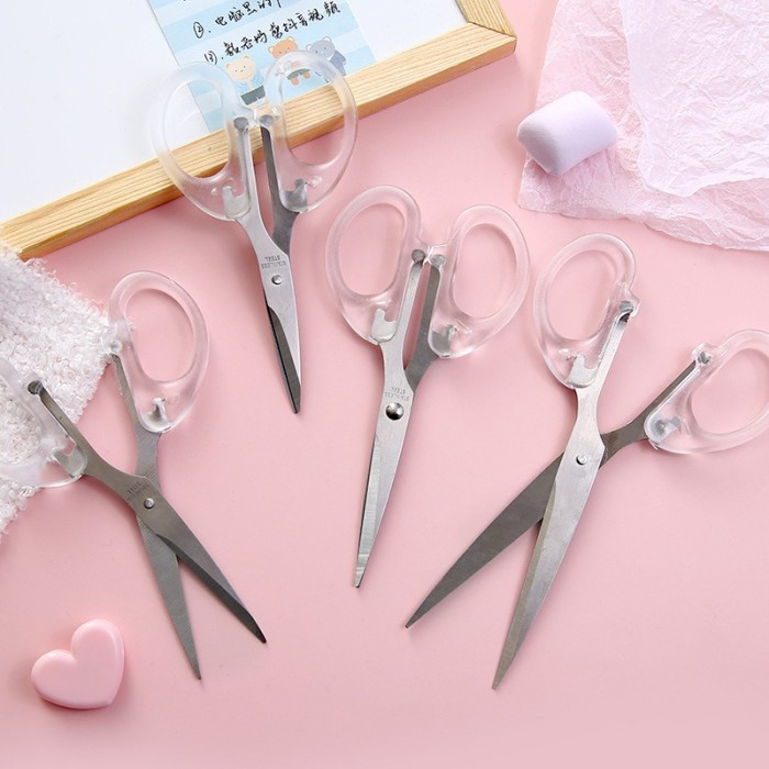 GUNTING KERTAS TRANSPARAN PUTIH BENING ESTETIK AESTHETIC ATK SCISSORS