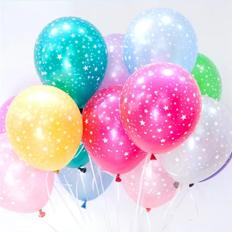 HAPPY TIME BALON LATEX METALIK MOTIF BINTANG 280 1 PACK = 100 PCS BALON LATEX PESTA ULANG TAHUN