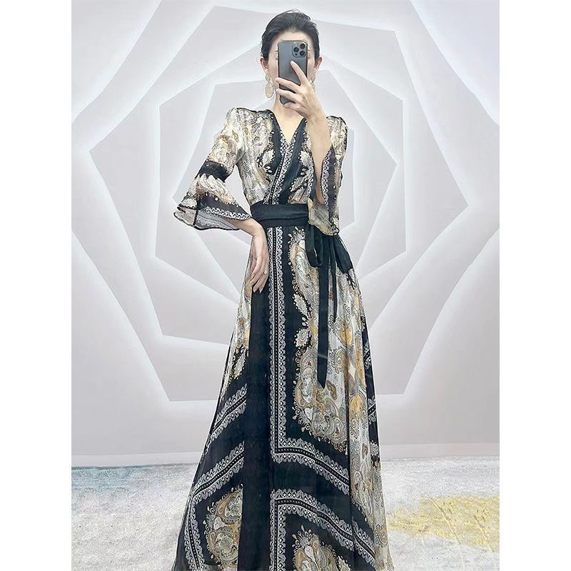 Dress Floral V Neck Model Kimono M451