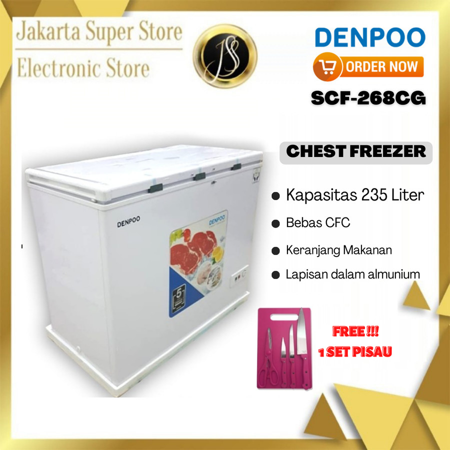 CHEST FREEZER DENPOO SCF-268 CG KAPASITAS 235 LITER