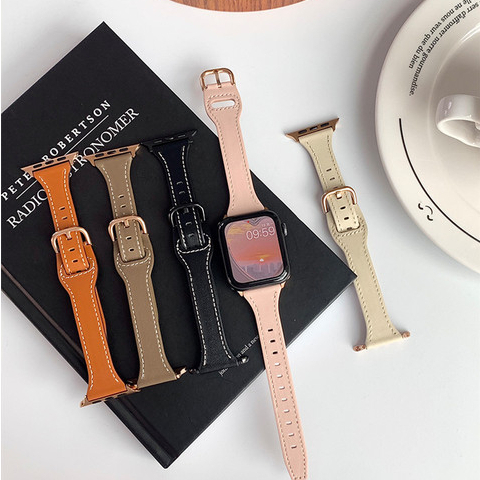 Strap Apple Watch Ateelage Bahan Kulit Tali Jam iWatch Series 1/2/3/4/5/SE/6/7/8/Ultra