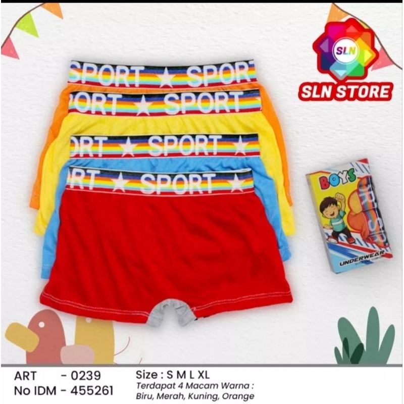 (4Pcs) CELANA BOXER ANAK HT KIDS SPORT BOX ISI 4pcs CELANA