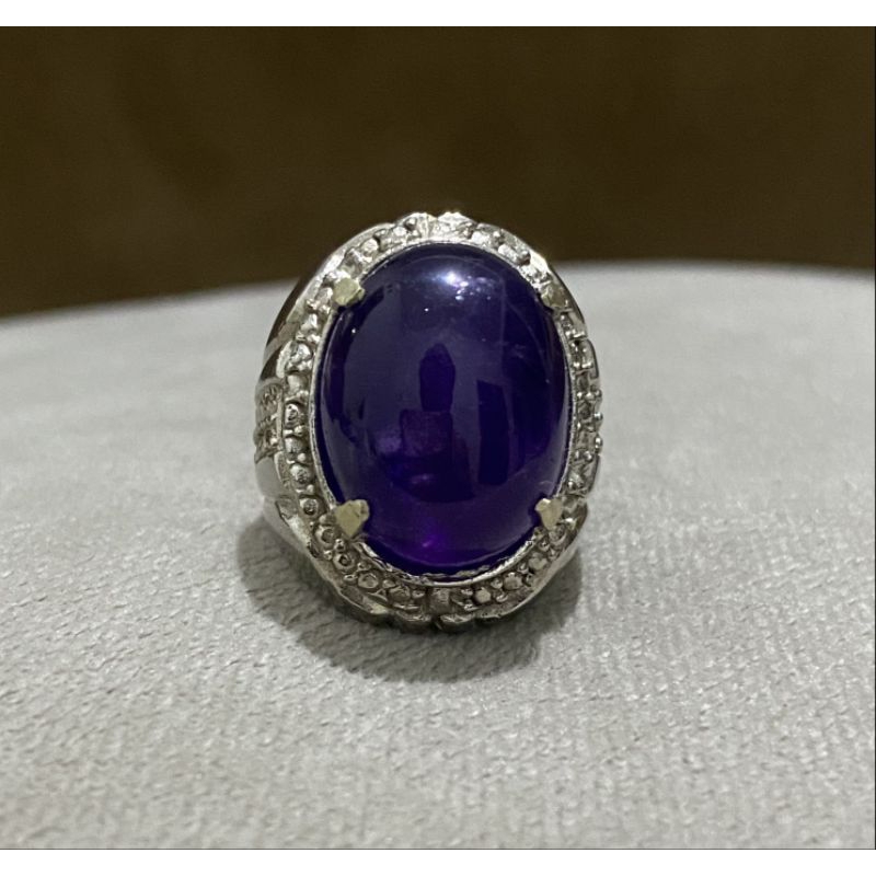 cincin batu kecubung ungu asli batu kecubung