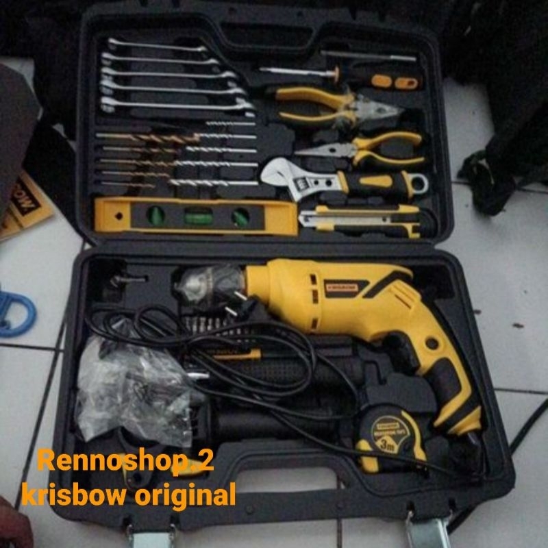 Krisbow Set Bor Listrik Beton,Besi,Kayu 600w 37 Pcs
