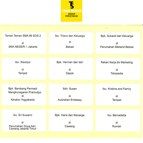 

Cetak/ Print Stiker Label 103 / Label Nama Undangan Polos