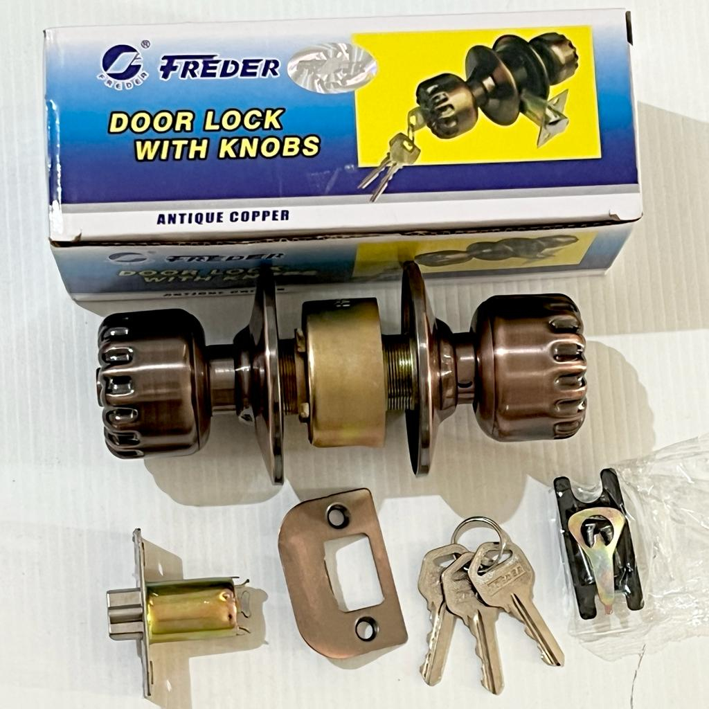 Kunci Bulat Knob Handle Gagang Pintu Kamar Mandi Knop Set FREDER