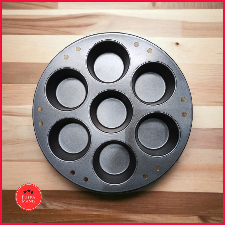 Loyang Cetakan Kue 7 Lubang Cupcake Muffin Cake Pan Tray Snack Maker wajan martabak, muffin, telur d