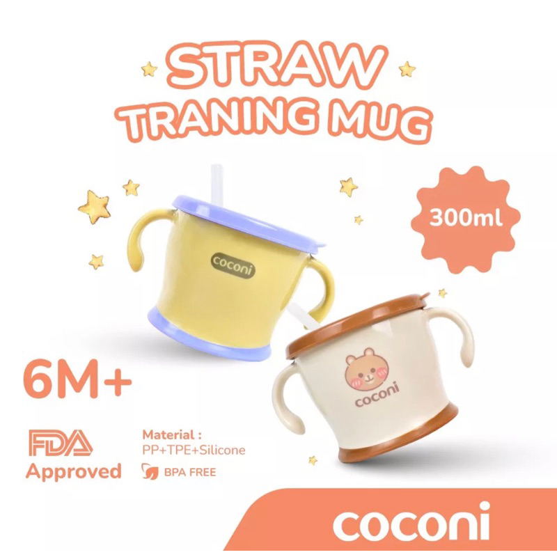 Coconi Early-age Straw Training Mug Gelas Sedotan Bayi Anak Gelas MPASI