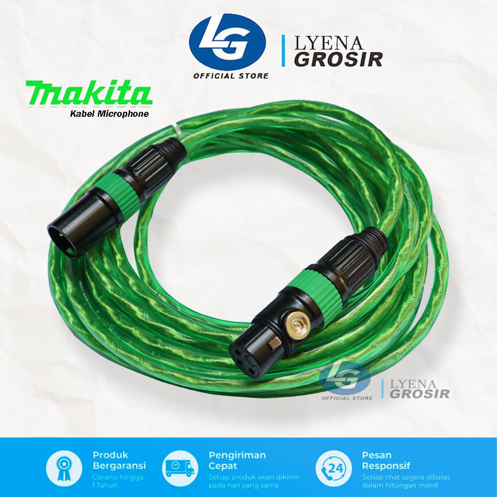 Kabel Mic Stereo Makita 5 - 20 Meter / Sepasang Jack Geisler Xlr Original Hijau