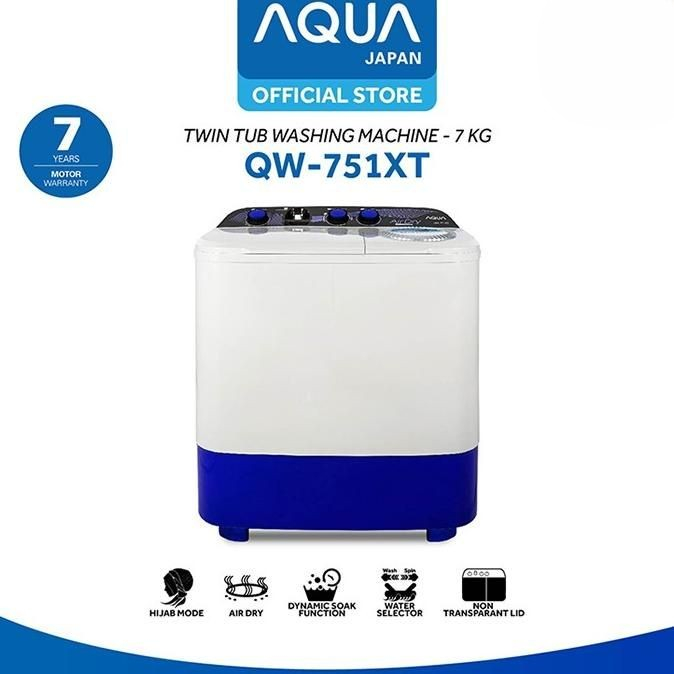 Mesin Cuci Aqua 7KG 2 Tabung Hijab Series QW-751XT