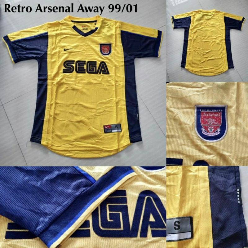 Jersey Bola Retro Arsenal Sponsor Sega 99/01