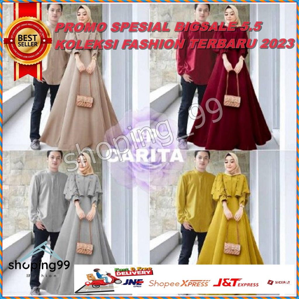 COD ⭐️ Raya Couple Gamis Set Kemeja Setelan Baju Pasangan Muslim CP Katun Kotak Premium ⭐️ Fashion D
