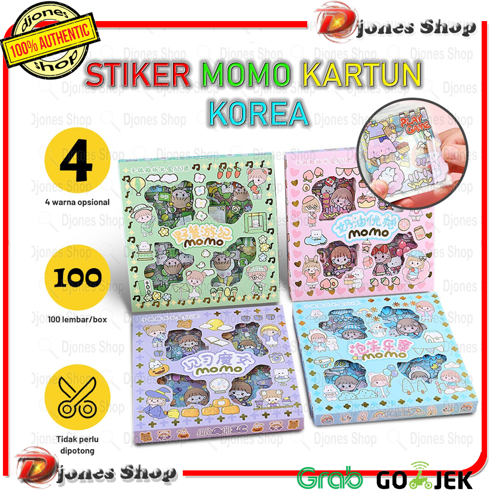 

100 Lembar Stiker Motif Momo Kartun Korea Lucu Anti Air Dekorasi Handbook Scrapbook Sticker DIY