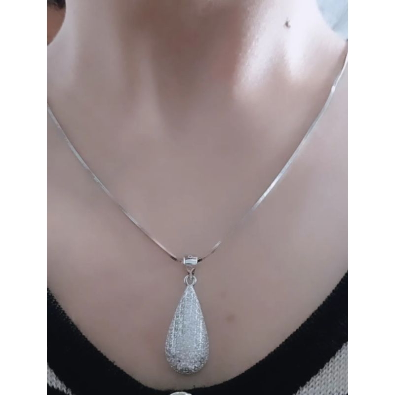 kalung kasandra + liontin tears mp full/ kalung perak asli silver 925 lapis emas/ kalung fashion terbaru