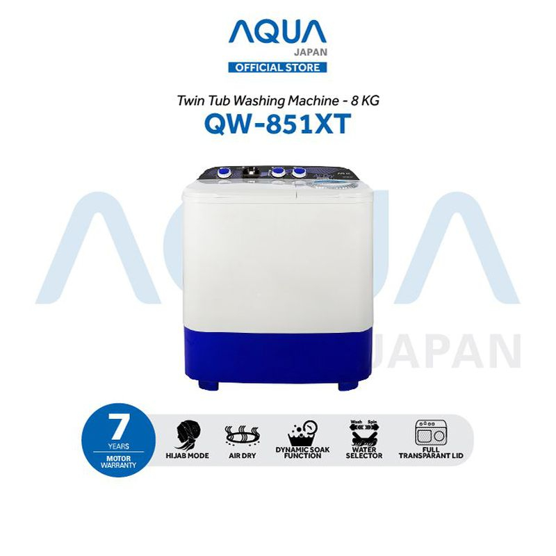 Mesin Cuci Aqua 8KG 2 Tabung Hijab Series QW-851XT