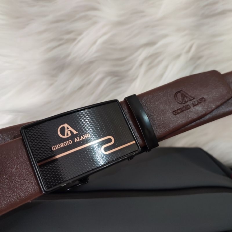 Giorgio | Ikat Pinggang Pria Spesial Cokelat | Sabuk Original Merk Giorgio Rell Kulit Sintetis