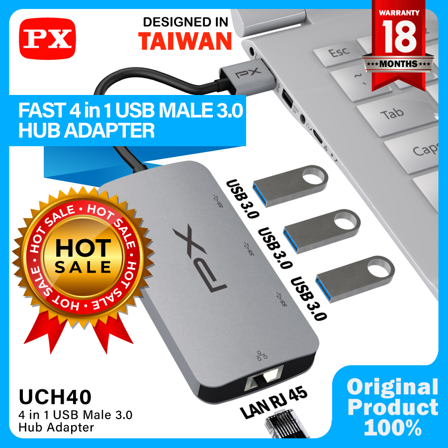 Converter Hub Adapter 4 in 1 USB 3.0 to USB LAN Ethernet PX UCH40