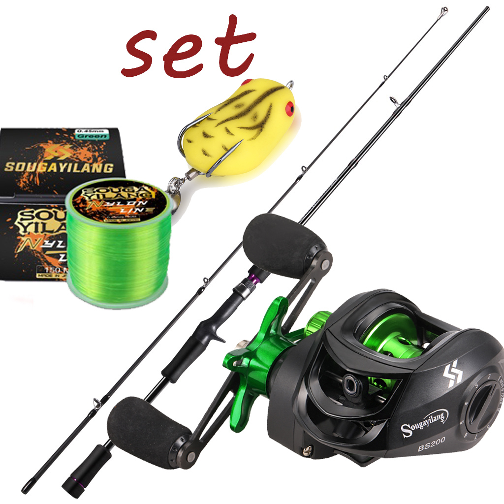 Joran dan Reel 1.8M 2 Bagian Casting Fishing Rod dan 7.2:1 Rasio Gear Rem Magnetik Baitcasting Reel Memancing Baris Lure Combo Set